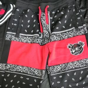 Screenshot Black and Red Paisley Joggers Short